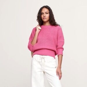 BR COTTON CROPPED DOLMAN SWEATER